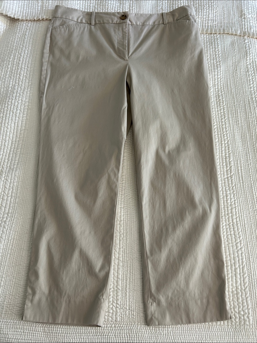 Talbots Cropped Straight-Leg Pants in Light Taupe